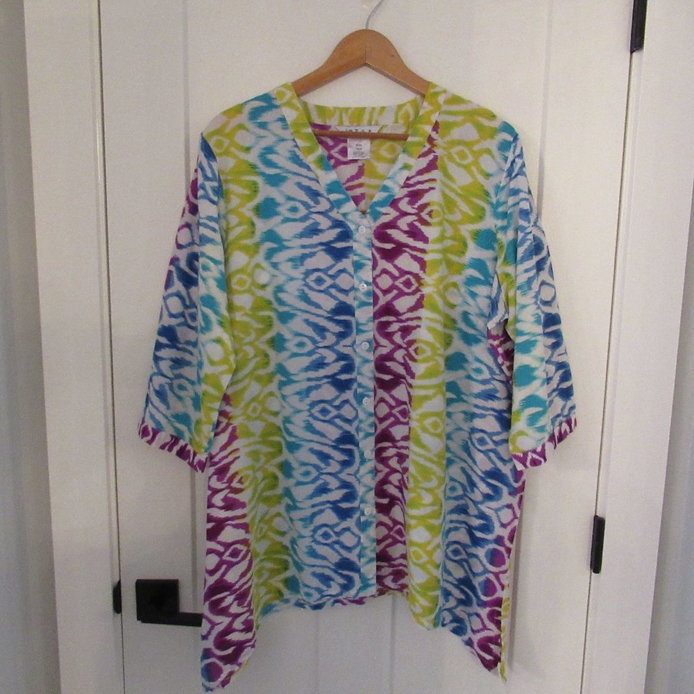 Ulla Popken Multi Coloured V Neck Tunic size 16/18